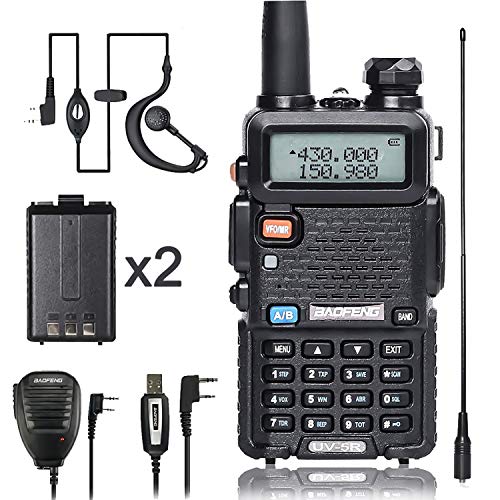 Product Cover BaoFeng Walkie Talkie UV-5R Dual Band Two Way Radio with one more 1800mAh UV5R Battery one Hand Mic and one TIDRADIO 771 Antenna Baofeng Radio Ham radio