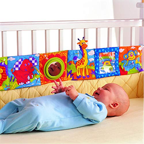 Product Cover Hosim Baby Crib Cloth Book Animal Puzzle Toys Elephant/Lion/Giraffe/Monkey, Perfect for Kids Infants Education Development - Newborn Rattle Crib Bed Gallery Bumper Pad 6Pcs