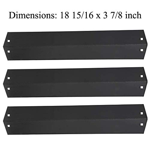 Product Cover GasSaf 18 15/16 inch Heat Plate Replacement Parts for Chargriller 5050, 3001, King Griller 3008, 5252, and Mode Grill,Porcelain Stainless Steel Tent Flame Tamer Burner Cover(18 15/16 x 3 7/8)(3 Pack)