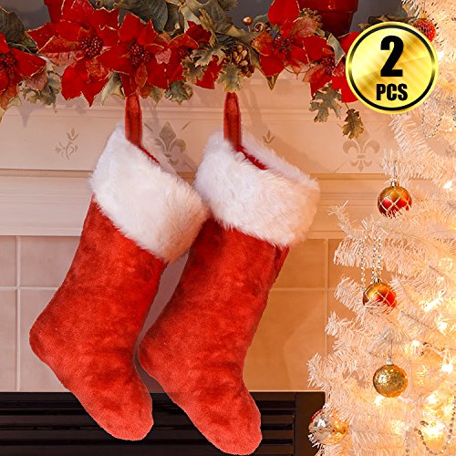 Product Cover WXJ13 2 Pack 18 Inch Large Linter Christmas Stockings Chrismas Tree Stockings Fireplace Decorations Christmas Decorations