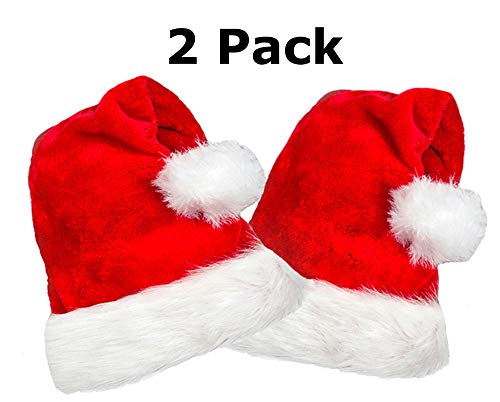 Product Cover 2 Pack Plush Santa Hats, Christmas Santa Hats for Christmas Party, Adult size