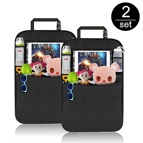 Product Cover Car Back Seat Protector, Komake Waterproof Seat Back Cover Organizer Auto Kick Mats with 4 Large Pocket Storage, Toys Tablet Holder for Children Kids Cartoon Movies Journey(2 Pack)