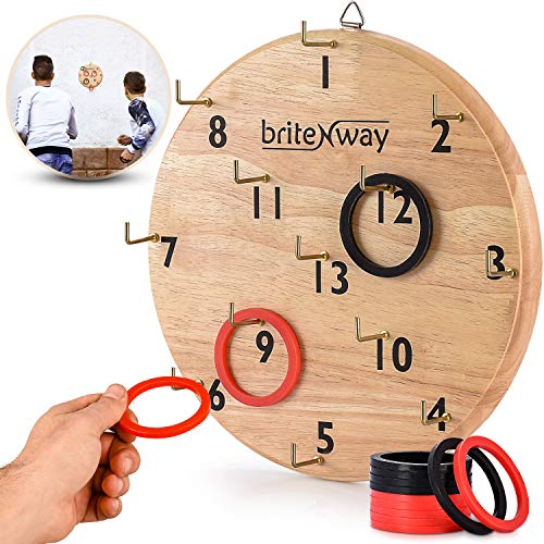Product Cover BRITENWAY Ultimate Hook & Ring Toss Game for Kids & Adults - Fun & Educational Ring Tossing Toy Set, Safe & Durable Design, Easy to Install & Perfect for Children's Parties - Exciting Gift Idea