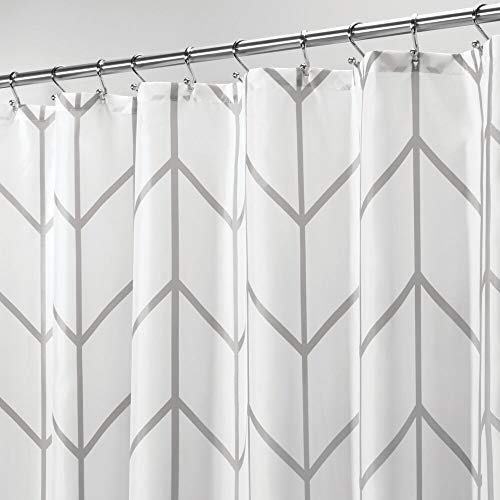Product Cover mDesign Decorative Chevron Zig-Zag Print - Easy Care Fabric Shower Curtain with Reinforced Buttonholes, for Bathroom Showers, Stalls and Bathtubs, Machine Washable - 72