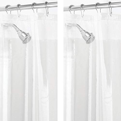 Product Cover mDesign - 2 Pack - STALL Sized Waterproof, Mold/Mildew Resistant, Heavy Duty PEVA Shower Curtain Liner for Bathroom Shower and Tub - No Odor, Chlorine Free - 3 Gauge, 54