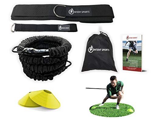 Product Cover INTENT SPORTS 360° Dynamic Speed Resistance and Assistance Trainer Kit 8 Ft. Strength 80 Lb Resistance Running Bungee Band (Waist). Solo or Partner. Multi-Sport Maximize Power, Strength, Speed! eBook!
