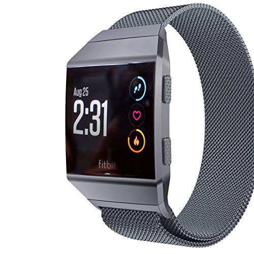 Product Cover Aiiko Compatible with Fitbit Ionic Bands, Metal Stainless Steel Large Size Strap,Comfortable Adjustable Closure Wrist Sport Band Replacement for Fitbit Ionic Smart Watch - Gray-L