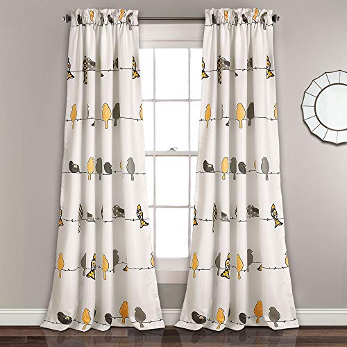 Product Cover Lush Decor Rowley Birds Room Darkening Window Curtains Panel Set for Living Room, Dining Room, Bedroom (Pair), 84
