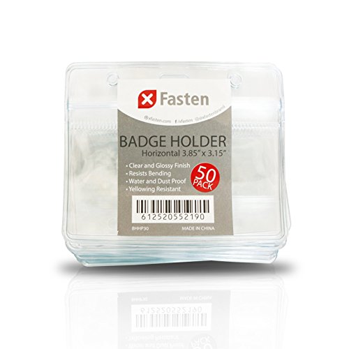 Product Cover XFasten Waterproof PVC Horizontal ID Card Badge Holder, Clear and Yellowing Resistant, Pack of 50 Proximity and Cruise Plastic Card Holder Pouch with Resealable Zip