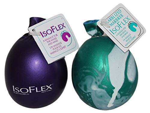 Product Cover Isoflex Hand Therapy And Exercise Ball . 2 Pack - One Solid Color And One Marblized. Ideal For Stress Relief - Hand and Wrist Exercise for ADD/ADHD - For All Ages (Assorted Colors). E-book Included.