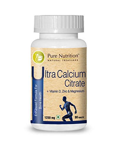 Product Cover Pure Nutrition Ultra Calcium Citrate 1250mg Highly absorbable Calcium Supplement with Calcium Citrate Malate, Vitamin D, Zinc and Magnesium - 1 Tablet Daily (90 Veg Tabs)