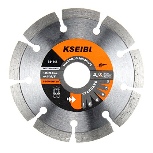 Product Cover KSEIBI 641145 General Purpose 4 1/2 inch Dry Wet Cutting Grinding Diamond Saw Blade with 7/8 inch Arbor for Concrete Tile Stone Brick Masonry Angle Grinder Accessories