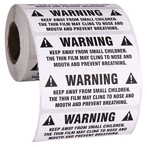 Product Cover Suffocation Warning Stickers for Shipping and Packing - 3