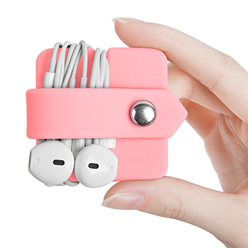 Product Cover ELFRhino Silicone Earphone Organizer Earphone Wrap Winder Headphone Cord Organizer Wrap Winder Manager/Cable Winder(Pink, 1 Piece)