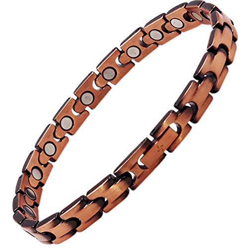 Product Cover Reevaria Copper Bracelet for Arthritis, 99.9% Pure Copper Magnetic Bracelet for Women, 21 Powerful Magnets, Effective & Natural Relief of Joint Pain, RSI, Carpal Tunnel (20.30 Centimeter)