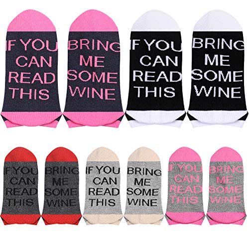 Product Cover 5 Pairs Wine Gifts Wine Socks, If You Can Read This Socks, Funny Girls Party