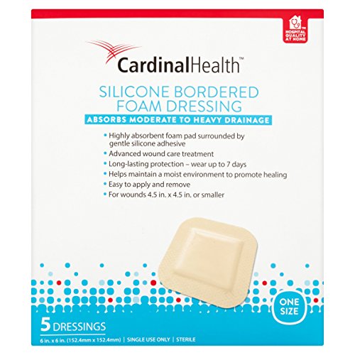 Product Cover Cardinal Health BFM66RR Silicone Bordered Foam Bandage 6-inch x 6-inch (5), 5 Count