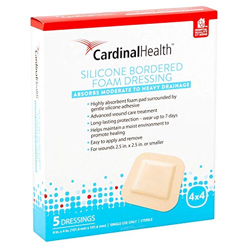 Product Cover Cardinal Health BFM44RR Silicone Bordered Foam Bandage 4-inch x 4-inch (15), 15 Count Pack