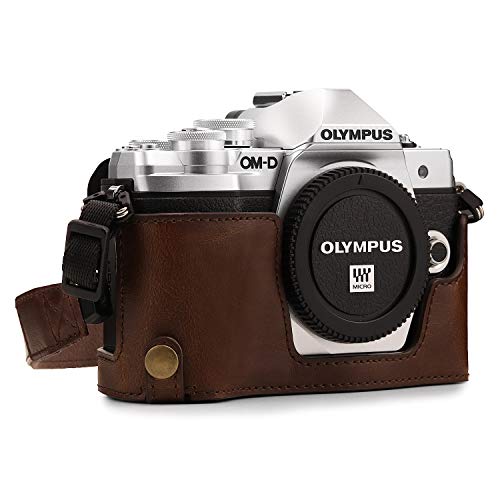 Product Cover MegaGear MG1351 Olympus OM-D E-M10 Mark III Ever Ready Leather Camera Half Case and Strap, with Battery Access, Dark Brown