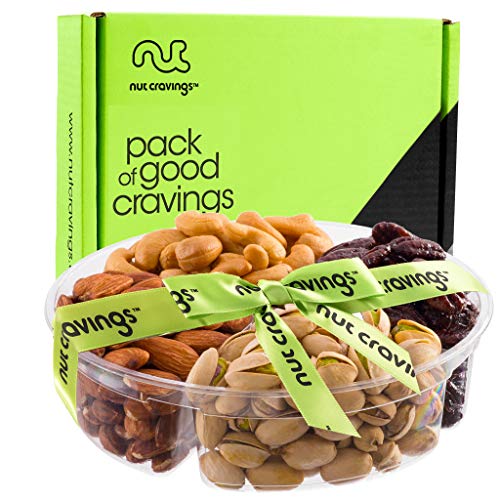 Product Cover Holiday Nuts Gift Basket, Medium 4-Sectional Delicious Variety Mixed Nuts Prime Delivery Gift, Healthy Fresh Gift Idea For Christmas, Thanksgiving, Mothers & Fathers Day, And Birthday