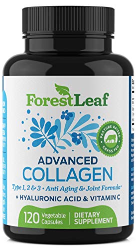 Product Cover Advanced Collagen Supplement, Type 1, 2 and 3 with Hyaluronic Acid and Vitamin C - Anti Aging Joint Formula - Boosts Hair, Nails and Skin Health - 120 Veggie Capsules - by ForestLeaf