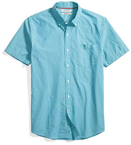 Product Cover Amazon Brand - Goodthreads Men's Slim-Fit Short-Sleeve Gingham Plaid Poplin Shirt