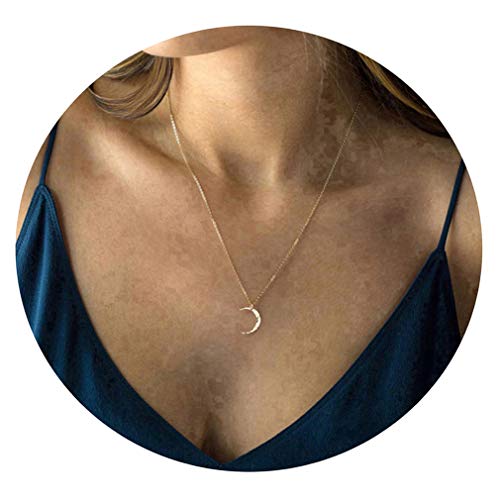 Product Cover Befettly Moon Necklace 14k Gold Fill Dainty Simple Cute Crescent Moon Pendant Women CK10-Moon