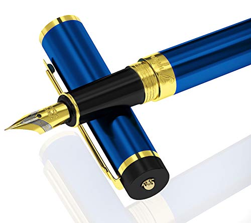 Product Cover DRYDEN Luxury Fountain Pen with Ink Refill Converter - Smooth & Elegant, Perfect Gift Set for Calligraphy Writing, Signature, Journal, Artist and Professionals [MYSTERIOUS BLUE]