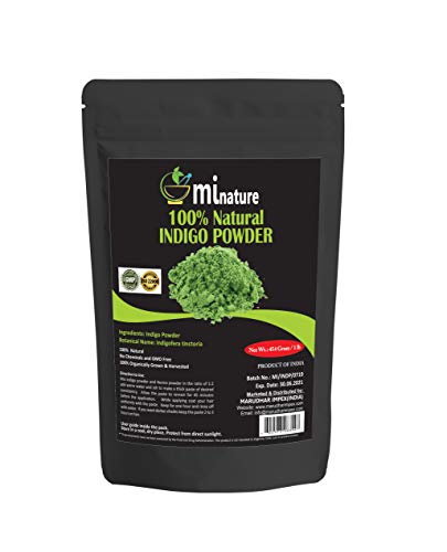 Product Cover mi nature Indigo Powder -INDIGOFERA TINCTORIA,(100% NATURAL, ORGANICALLY GROWN) 1 LB (454 grams/16 ounces) RESEALABLE BAG