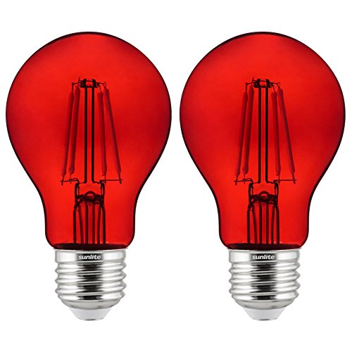 Product Cover Sunlite 81082 A19 Standard LED Filament 4.5W Transparent Dimmable Light Bulb, Red