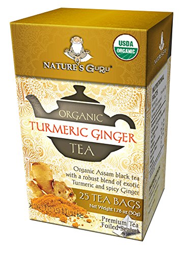 Product Cover Nature's Guru Organic Whole Leaf Black Tea Turmeric Ginger 25 Count Individual Tea Bags