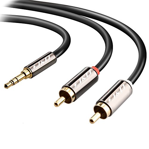 Product Cover 3.5 mm to 2RCA Cable, J&D RCA Cable Gold-Plated [Copper Shell] [Heavy Duty] 3.5mm Male to 2 RCA Male Stereo Audio Adapter Cable - 1 Feet