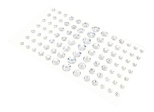 Product Cover 1Sheet 91pcs Assorted Size 5MM/8MM/10MM/12MM Self-adhesive Jewels Rhinestone Crystal Shiny Stickers Eyes pad For Body Face Nail Crafts Festival Carnival Party Makeup Perform Eye Shado (Silver)