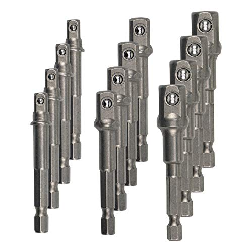 Product Cover Tebery 12 Pack Power Extension Bit Set for Drills, Extension Set, High Speed Nut Driver. 1/4