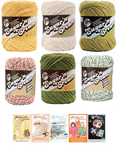 Product Cover Lily Sugar n' Cream Variety Assortment 6 Pack Bundle 100% Cotton Medium 4 Worsted with 5 Patterns (Multi 7)