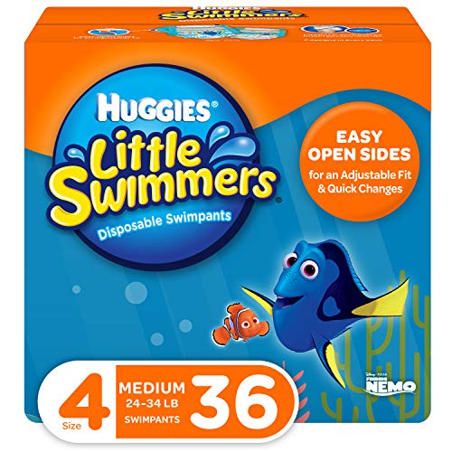 Product Cover Huggies Little Swimmers Disposable Swim Diapers, Swimpants, Size 4 Medium (24-34 Pound), 36 Count. (Packaging May Vary)