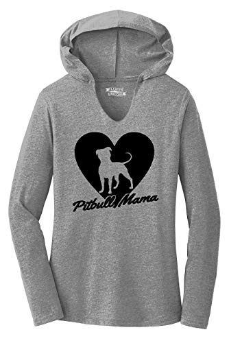 Product Cover Ladies Hoodie Shirt Pitbull Mama Tee Pitt Bully Dog Lover Gift Tee Grey Frost M