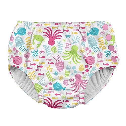 Product Cover i play. by green sprouts Baby Girls Snap Reusable Swim Diaper, White Sea Pals, 24 Months
