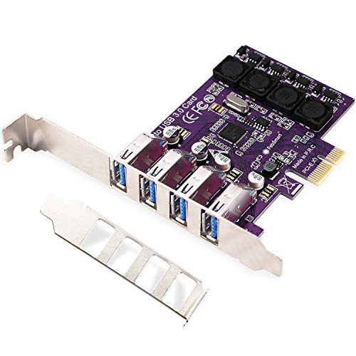 Product Cover FebSmart PCI Express(PCIe) 4 Ports USB 3.0 Expansion Card for Windows XP,7,Vista,8,8.1,10 Desktop Computer-Superspeed 5Gbps Banwidth-Build in Self-Powered Technology(FS-U4L-Pro Purple)