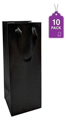 Product Cover Large Wine Bag, Black 10 pack. For Wine Bottles, Boxes of Wine, Whisky/Spirits, Reusable Bag, Laminated for Extra Strength.