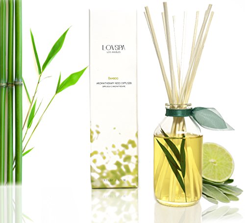 Product Cover LOVSPA Bamboo Citrus Essential Oil Reed Diffuser Set Zesty White Lime & Crisp Bamboo | Tart Citrus Scent for The Kitchen or Bathroom | Makes a Great Gift for New Homeowners
