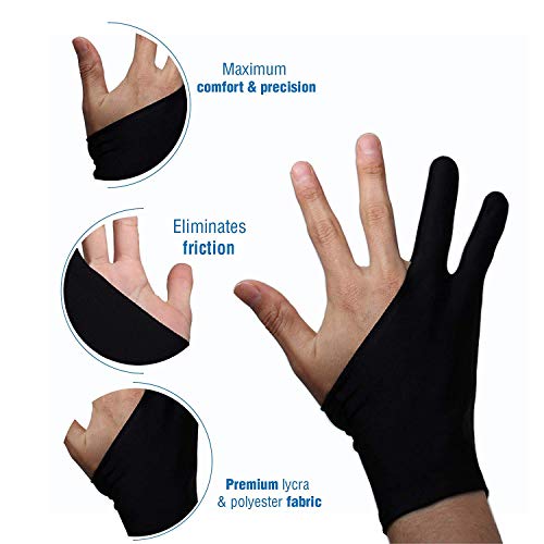 Product Cover Océu Artist Glove for Drawing Tablet Artist's Drawing Glove with Two Fingers for Graphics Drawing Tablet (1 Unit of Free Size, Good for Right Hand or Left Hand) - S
