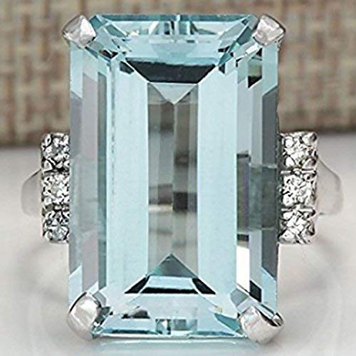 Product Cover Sumanee Vintage Women 925 Silver Aquamarine Gemstone Ring Wedding Jewelry Size 6-10 (7)