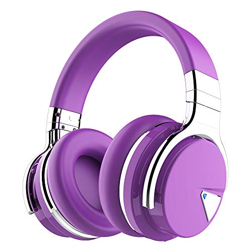 Product Cover COWIN E7 Active Noise Cancelling Bluetooth Headphones with Microphone Deep Bass Wireless Headphones Over Ear, Comfortable Protein Earpads, 30H Playtime for Travel Work TV Computer Phone - Purple