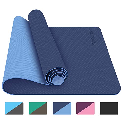 Product Cover TOPLUS Yoga Mat, 1/4 inch Pro Yoga Mat TPE Eco Friendly Non Slip Fitness Exercise Mat with Carrying Strap-Workout Mat for Yoga, Pilates and Floor Exercises(Blue)