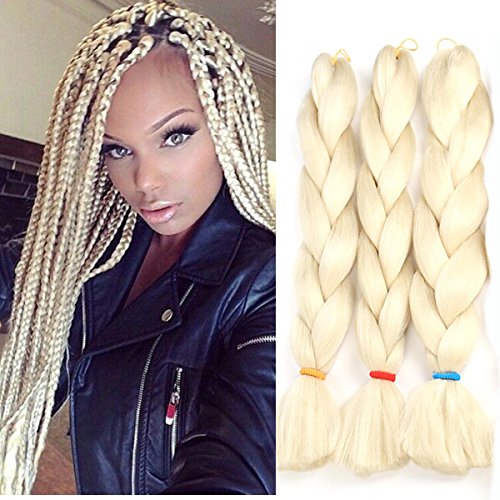 Product Cover Jumbo Braids Colorful Synthetic Kanekalon Hair Extensions for DIY Crochet Box Braiding Blond 3Pcs 100g/Pcs 24Inches