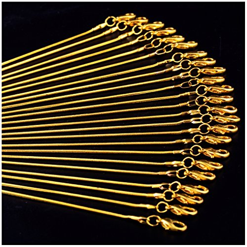 Product Cover Gold Chain 18K Gold Plated Snake Chains for Necklace Jewelry Making 24pcs 1.2mm 20inch with Lobster Clasps Women DIY Bulk Link Supplies