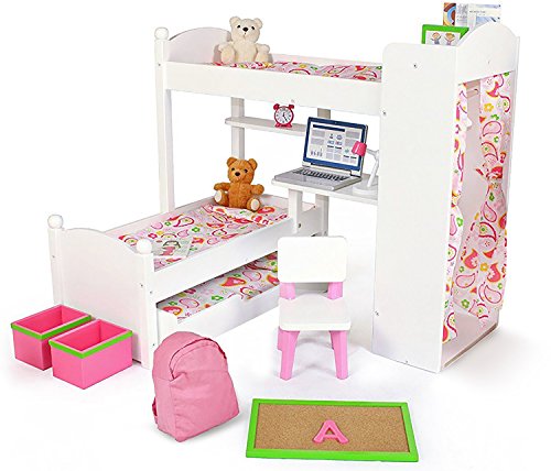 Product Cover Playtime by Eimmie - 18 Inch Doll Bunk Bed Set w/ Trundle and Accessories - Bedroom Set for 18 Inch Dolls