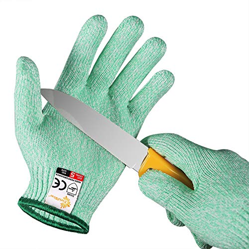 Product Cover EVRIDWEAR Kid Sized Cut Resistant Work Gloves for Kitchen Use, Crafts, DIY, Garden and Yard works. Children Food Grade Kevlar Safety Gloves for Hand Protection from knives S (4-7YRS), Green