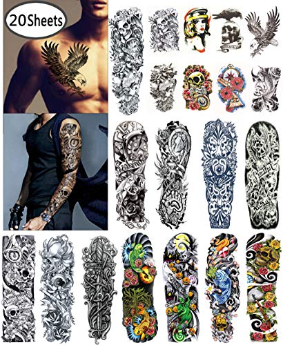 Product Cover DaLin Extra Large Temporary Tattoos Full Arm and Half Arm Tattoo Sleeves for Men Women 20 Sheets